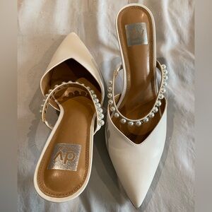 Dolce Vita white heeled mules